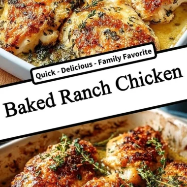 Delicious baked ranch chicken served on a plate with fresh herbs