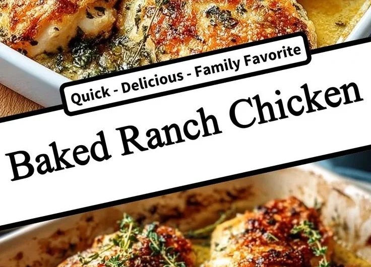 Delicious baked ranch chicken served on a plate with fresh herbs