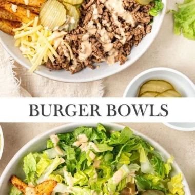 Healthy and delicious Burger Bowls with fresh ingredients.