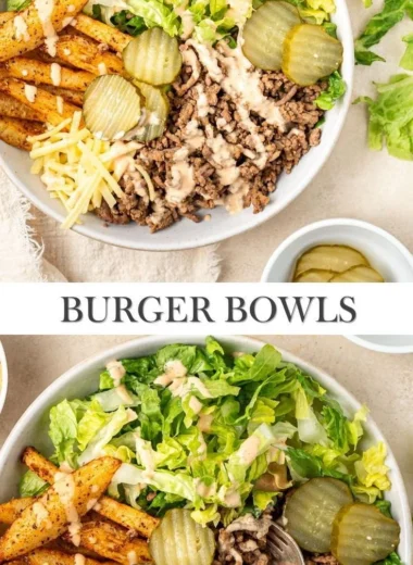 Healthy and delicious Burger Bowls with fresh ingredients.