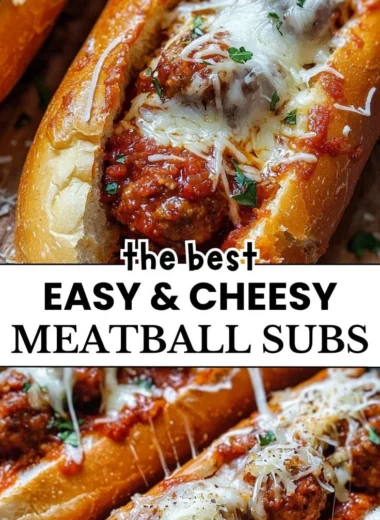 Delicious cheesy meatball subs ready to enjoy with melted cheese and fresh toppings.