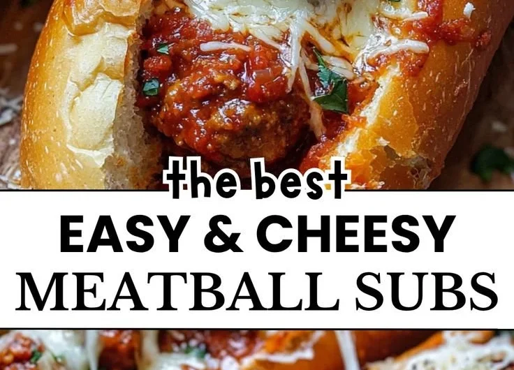 Delicious cheesy meatball subs ready to enjoy with melted cheese and fresh toppings.