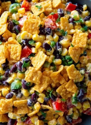 Creamy Frito Corn Salad in a colorful bowl with fresh ingredients
