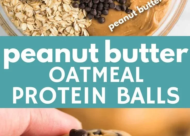 Healthy no bake protein balls made with oats, nut butter, and protein powder