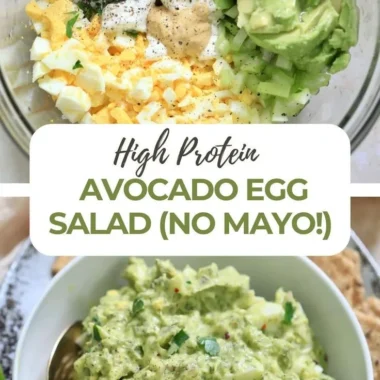 High protein avocado egg salad without mayo, a healthy meal option.
