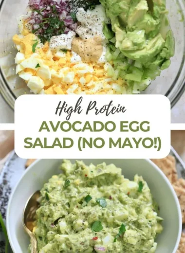 High protein avocado egg salad without mayo, a healthy meal option.