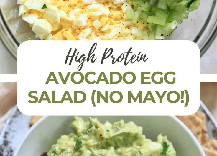 High protein avocado egg salad without mayo, a healthy meal option.