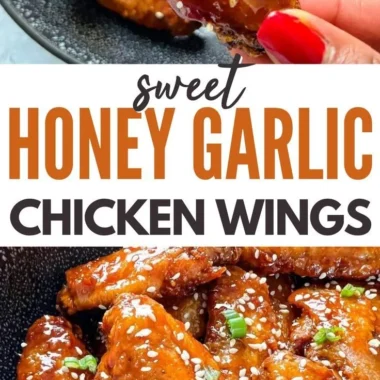 Delicious Honey Garlic Chicken Wings garnished for a flavorful meal.