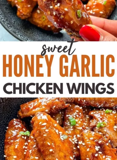 Delicious Honey Garlic Chicken Wings garnished for a flavorful meal.