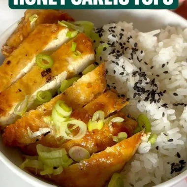 Delicious honey garlic tofu dish served with vegetables