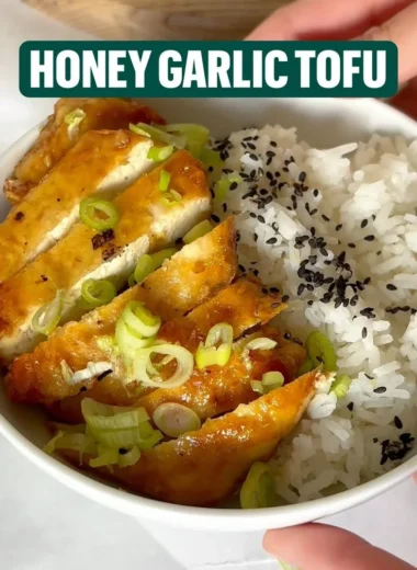 Delicious honey garlic tofu dish served with vegetables