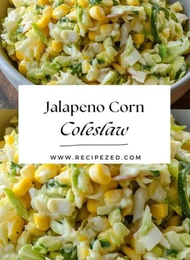 Bowl of bold and flavorful Jalapeno Corn Coleslaw with fresh ingredients