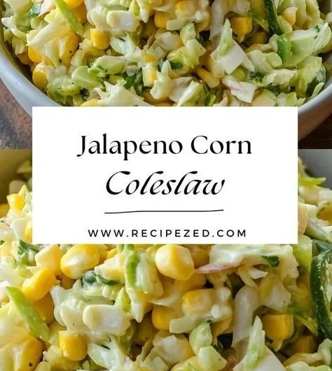 Bowl of bold and flavorful Jalapeno Corn Coleslaw with fresh ingredients