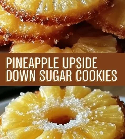 Mini Pineapple Upside Down Sugar Cookies with a cherry on top