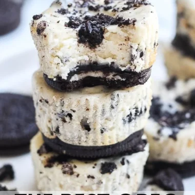 Delicious Oreo Cheesecake Bites served on a plate.