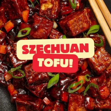 Delicious Szechuan Tofu served with vibrant vegetables