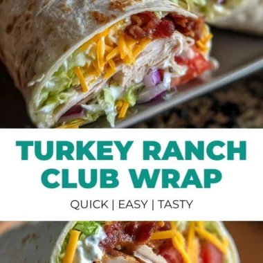 Turkey Ranch Club Wrap filled with turkey, ranch dressing, lettuce, and tomatoes.