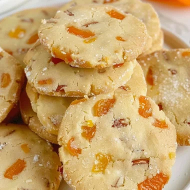 Delicious Apricot Almond Shortbread Cookies on a plate