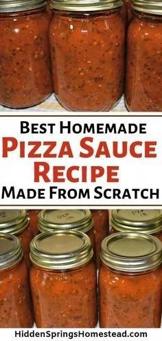 Jar of authentic homemade pizza sauce with fresh Italian spices