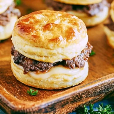 Baked French dip biscuits served with savory dipping sauce