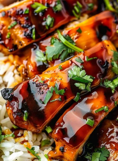 Delicious Hawaiian BBQ chicken served with grilled vegetables