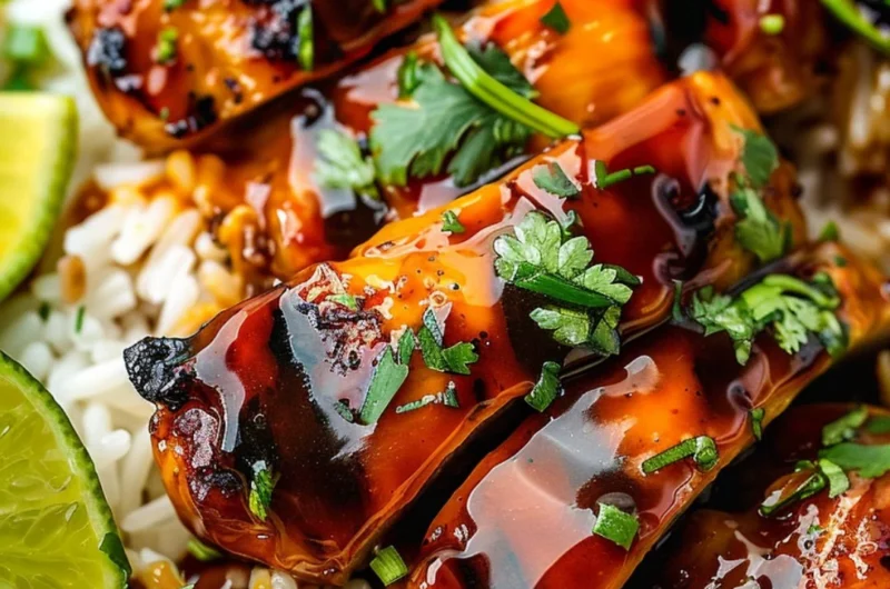 Delicious Hawaiian BBQ chicken served with grilled vegetables