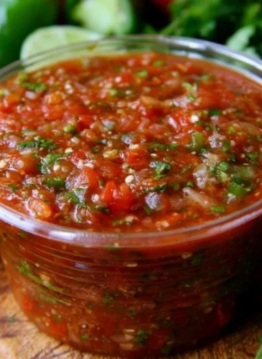Bowl of the best homemade salsa with fresh tomatoes, onions, and cilantro