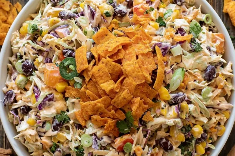 Bowl of bold flavor-packed coleslaw with colorful vegetables and tangy dressing