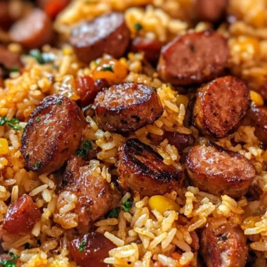 Delicious Cajun Sausage and Rice Skillet ready to serve