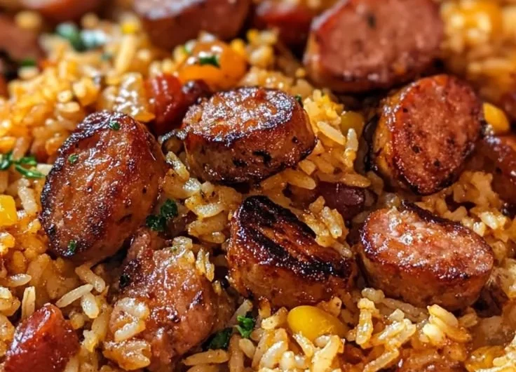 Delicious Cajun Sausage and Rice Skillet ready to serve