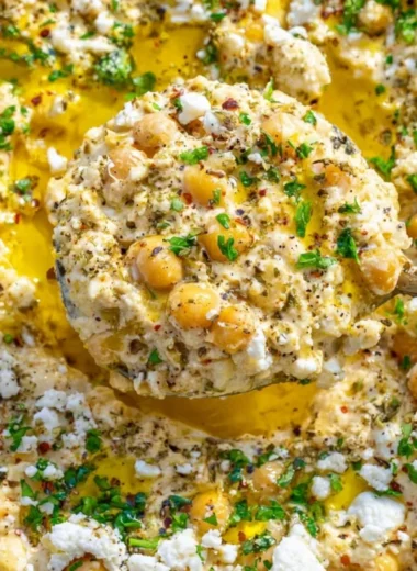 Chickpea Lemon Skillet dish with fresh ingredients in a frying pan