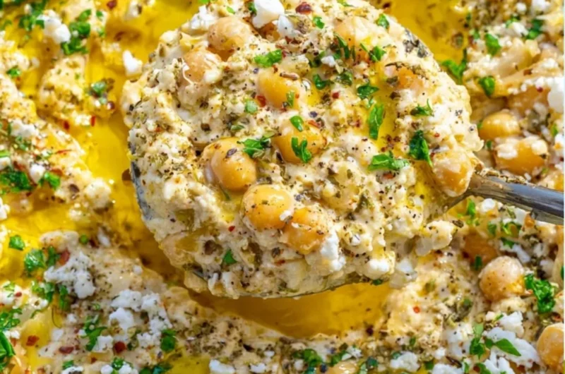 Chickpea Lemon Skillet dish with fresh ingredients in a frying pan