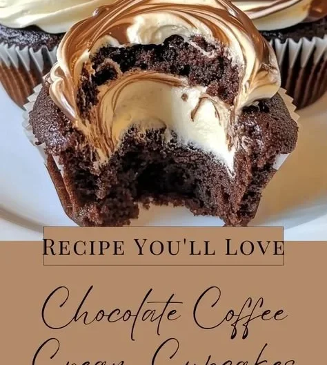 Chocolate coffee cream cupcakes with rich frosting and chocolate sprinkles