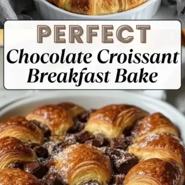 Delicious Chocolate Croissant Breakfast Bake fresh out of the oven