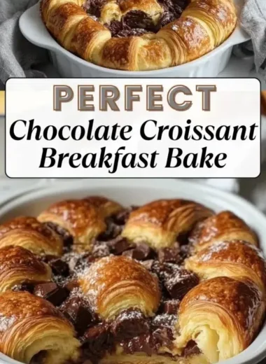 Delicious Chocolate Croissant Breakfast Bake fresh out of the oven