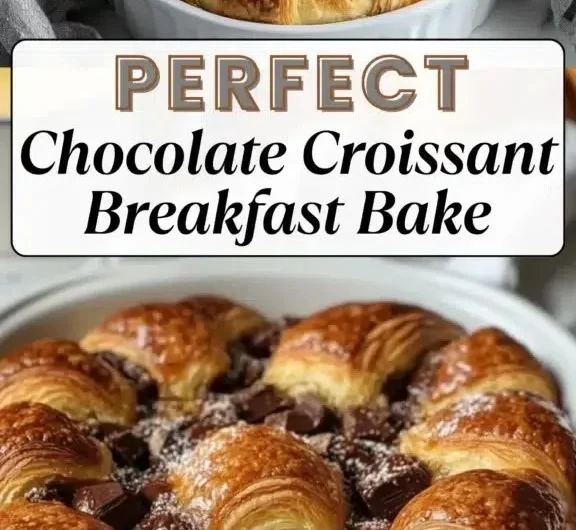 Delicious Chocolate Croissant Breakfast Bake fresh out of the oven