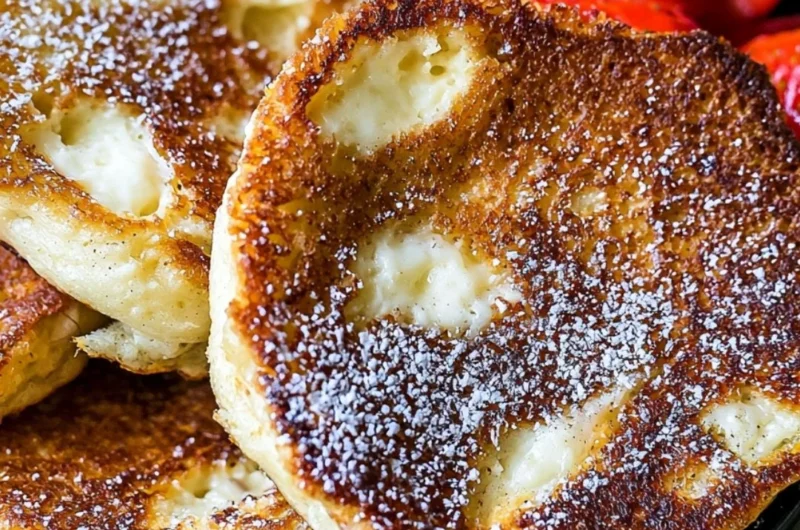 Delicious cottage cheese pancakes served with fresh fruits and syrup