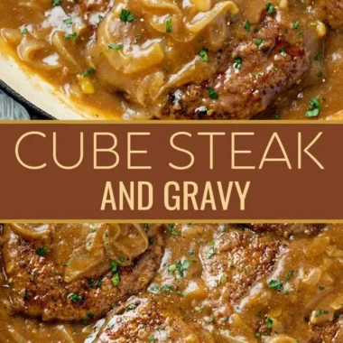 Homemade cube steak served with flavorful gravy over mashed potatoes