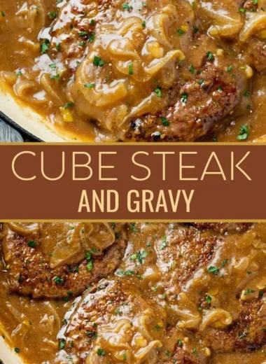 Homemade cube steak served with flavorful gravy over mashed potatoes