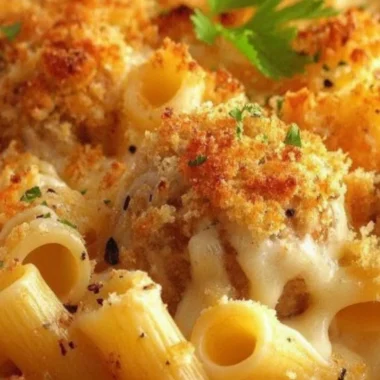 Delicious dump and bake meatball casserole in a baking dish