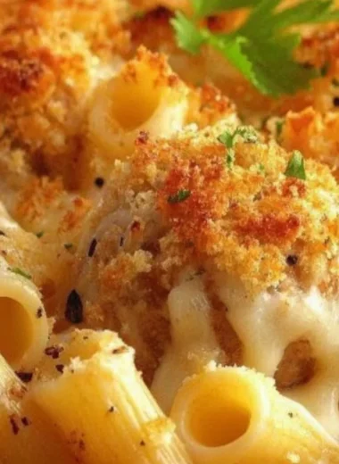 Delicious dump and bake meatball casserole in a baking dish