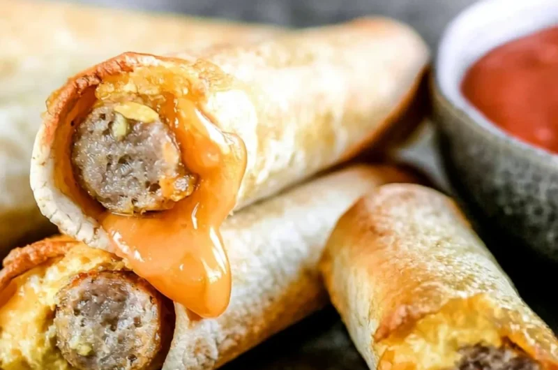 Easy breakfast taquitos filled with eggs and cheese on a plate
