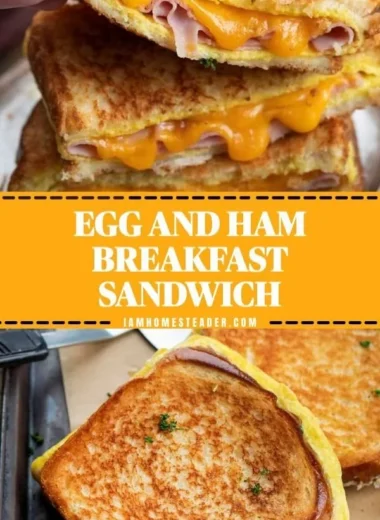 Scrambled eggs with ham served on a plate for breakfast