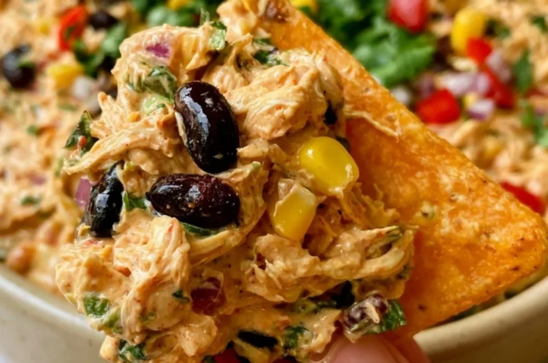 High-protein southwest chicken salad with vibrant vegetables and grilled chicken.
