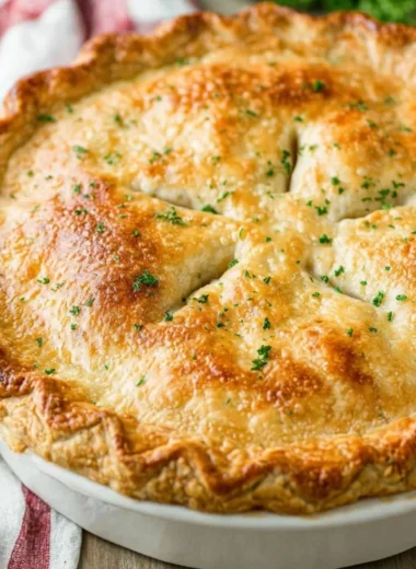 Delicious homemade chicken pot pie with golden crust and savory filling