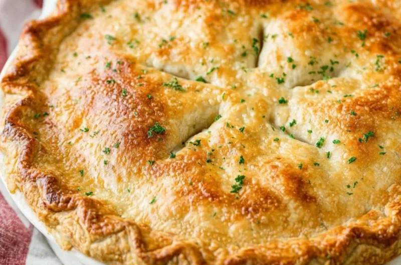 Delicious homemade chicken pot pie with golden crust and savory filling