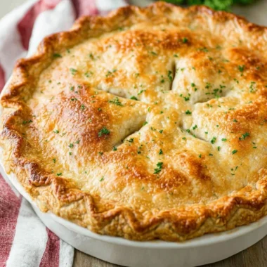 Delicious homemade chicken pot pie with flaky crust and creamy filling