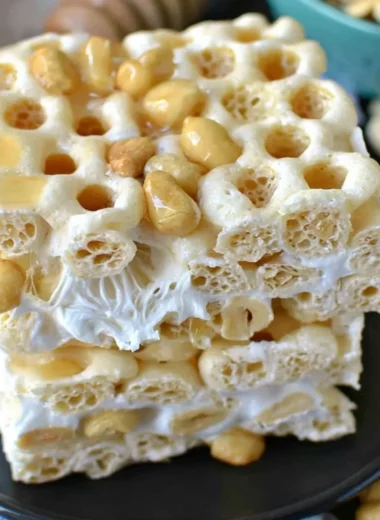 Homemade Honeycomb Marshmallow Treats, a sweet and chewy dessert