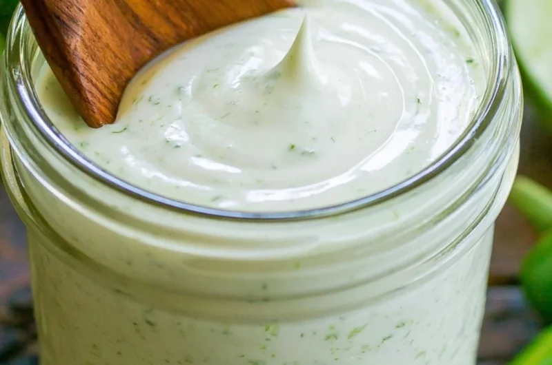 Bowl of Jalapeno Ranch Dressing served with fresh veggies