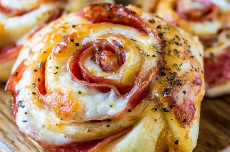 Plate of homemade pizza rolls ready to be served.